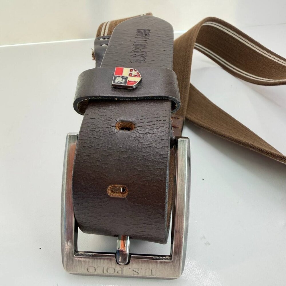 Men’s U.S. Polo Assn. Leather & Canvas Belt - Size 32 - Picture 11 of 13
